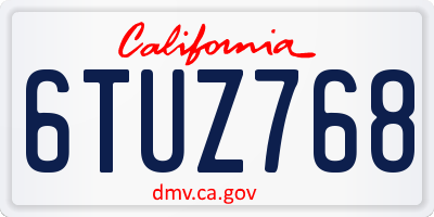 CA license plate 6TUZ768