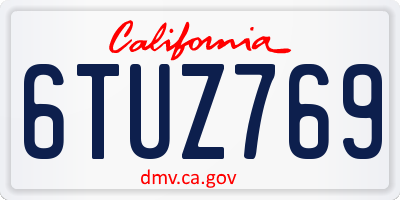 CA license plate 6TUZ769