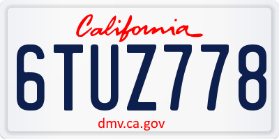 CA license plate 6TUZ778