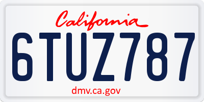 CA license plate 6TUZ787
