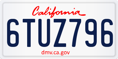 CA license plate 6TUZ796