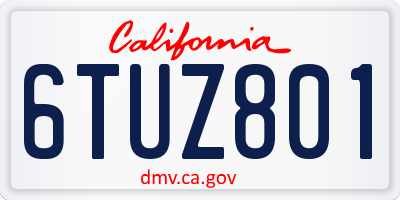 CA license plate 6TUZ801