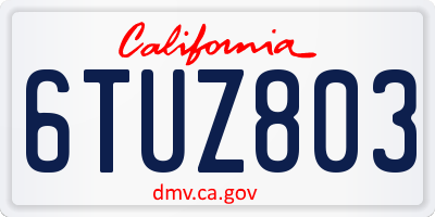 CA license plate 6TUZ803