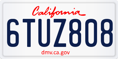 CA license plate 6TUZ808