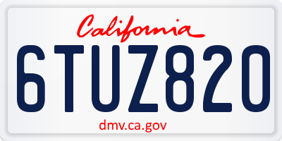 CA license plate 6TUZ820