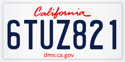 CA license plate 6TUZ821