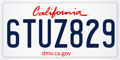 CA license plate 6TUZ829
