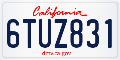 CA license plate 6TUZ831