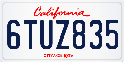 CA license plate 6TUZ835