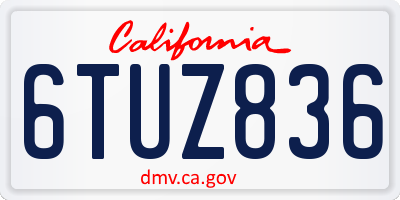 CA license plate 6TUZ836