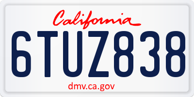 CA license plate 6TUZ838