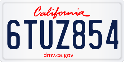 CA license plate 6TUZ854