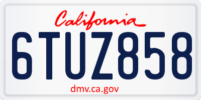 CA license plate 6TUZ858