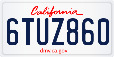 CA license plate 6TUZ860