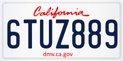 CA license plate 6TUZ889