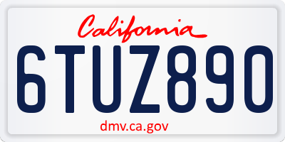 CA license plate 6TUZ890