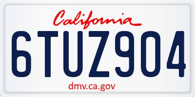 CA license plate 6TUZ904