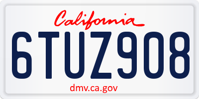 CA license plate 6TUZ908