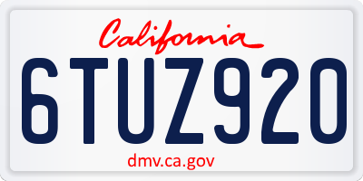 CA license plate 6TUZ920