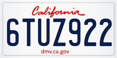 CA license plate 6TUZ922
