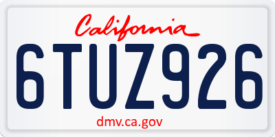 CA license plate 6TUZ926