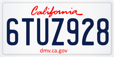 CA license plate 6TUZ928