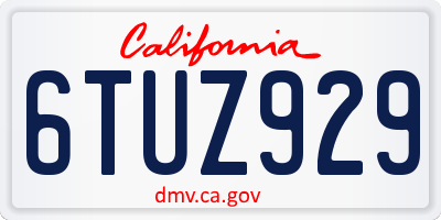 CA license plate 6TUZ929