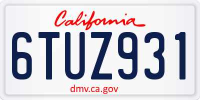 CA license plate 6TUZ931