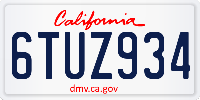 CA license plate 6TUZ934