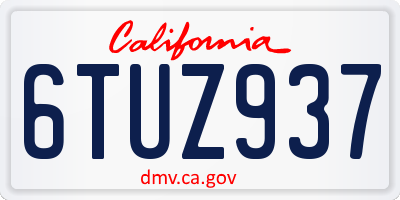 CA license plate 6TUZ937