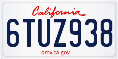CA license plate 6TUZ938