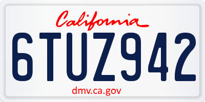 CA license plate 6TUZ942