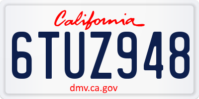 CA license plate 6TUZ948