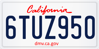 CA license plate 6TUZ950