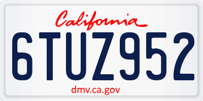 CA license plate 6TUZ952