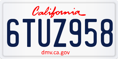 CA license plate 6TUZ958
