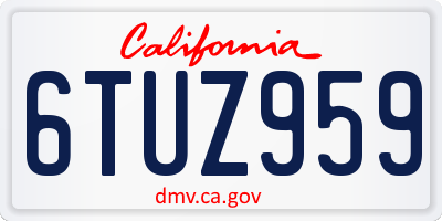 CA license plate 6TUZ959