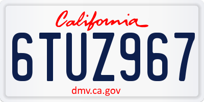 CA license plate 6TUZ967