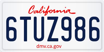 CA license plate 6TUZ986