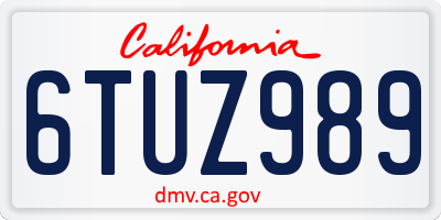 CA license plate 6TUZ989