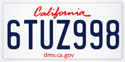 CA license plate 6TUZ998