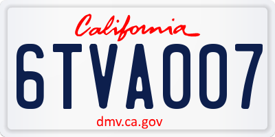 CA license plate 6TVA007