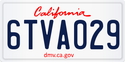 CA license plate 6TVA029