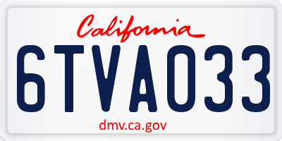 CA license plate 6TVA033
