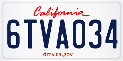 CA license plate 6TVA034