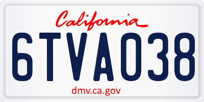 CA license plate 6TVA038