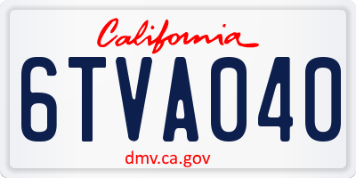 CA license plate 6TVA040