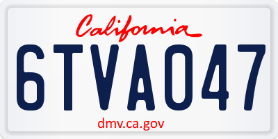 CA license plate 6TVA047