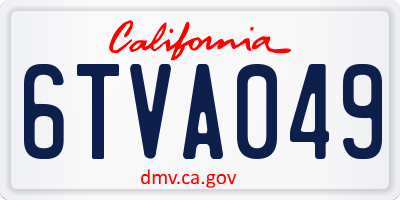 CA license plate 6TVA049
