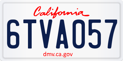 CA license plate 6TVA057